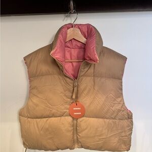 Cropped Women's Tan Puffer Vest